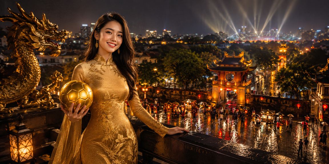 Phụ nữ áo dài Hà Nội chơi slot game trực tuyến với giao diện đầy màu sắc